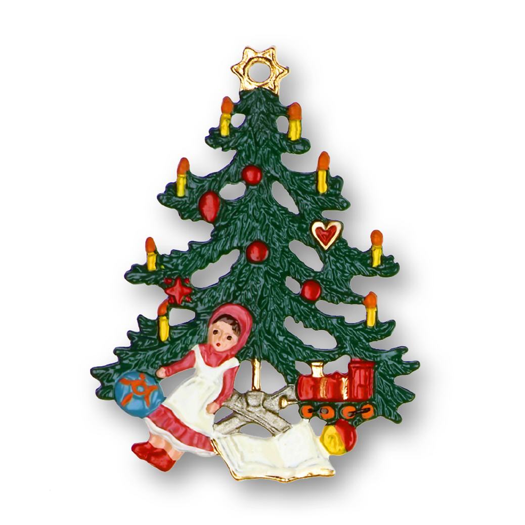 Zinnfigur Christbaum mit Puppe