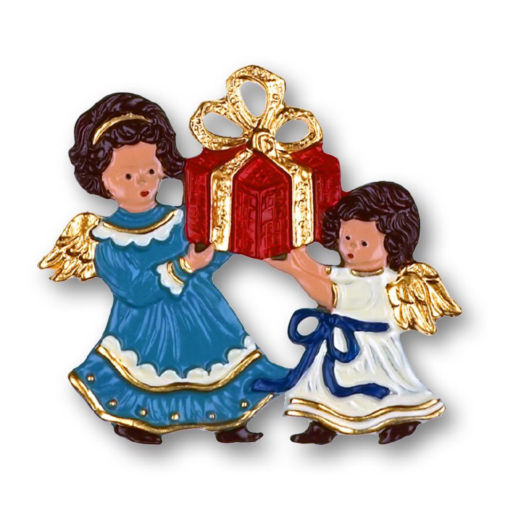 Zinnfigur Zwei Engel mit Paket