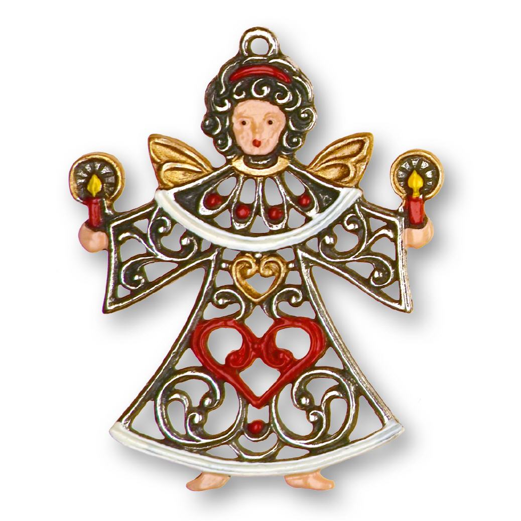 Zinnfigur Filigranbehang Engel mit Kerzen
